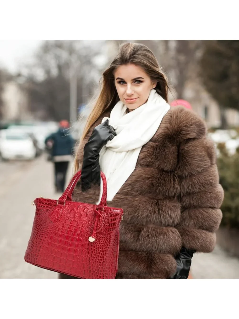 Stylish Crocodile-Embossed Handbag for Women, Versatile Satchel with Shoulder
